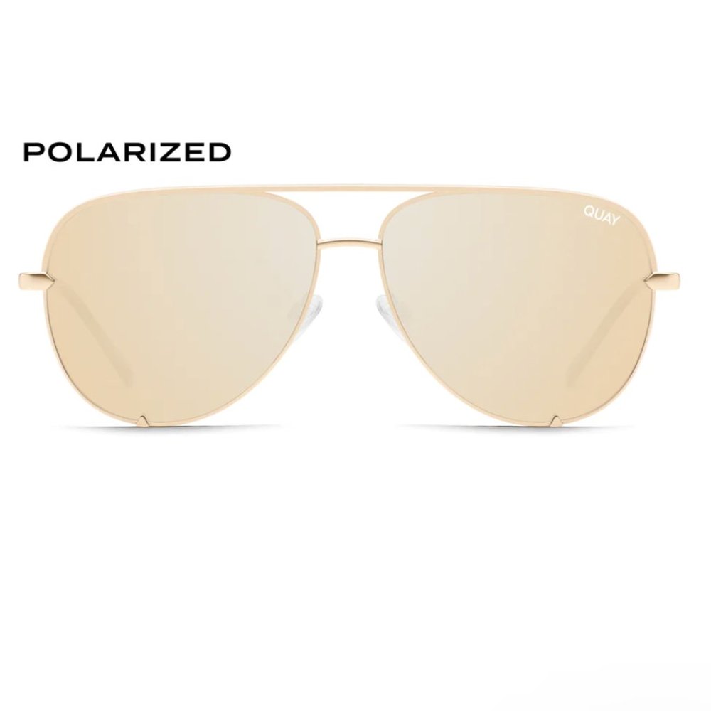 New Quay High Key Oversized Aviator Sunglasses - Gold